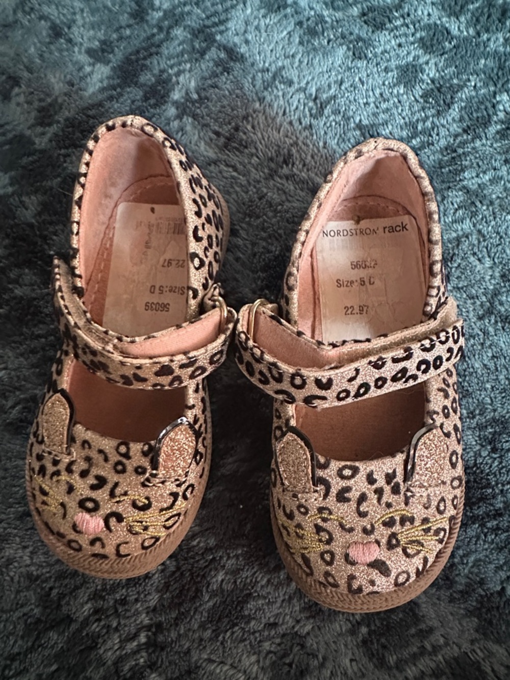 Nordstrom Kids Leopard-Print Mary Janes with Cat Face - Pink/Tan/gold